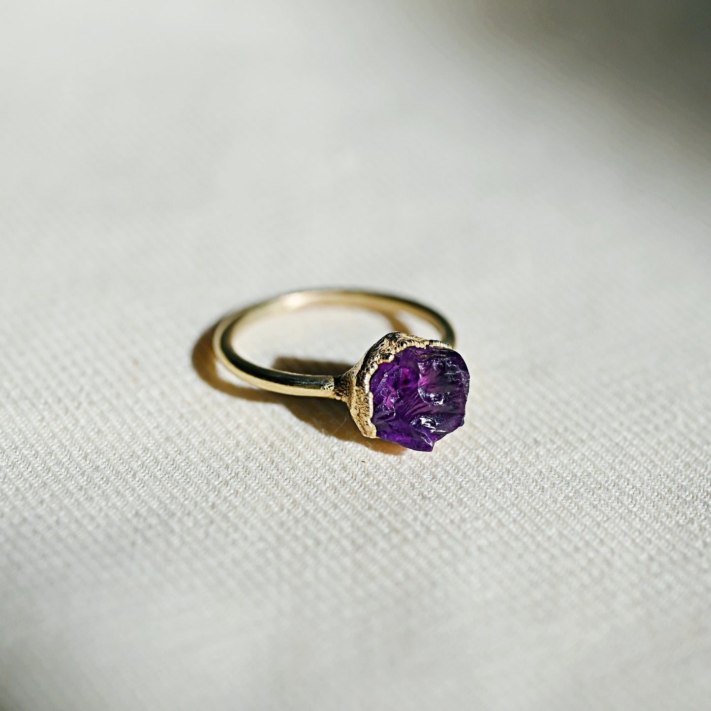 Gold Raw Amethyst Ring