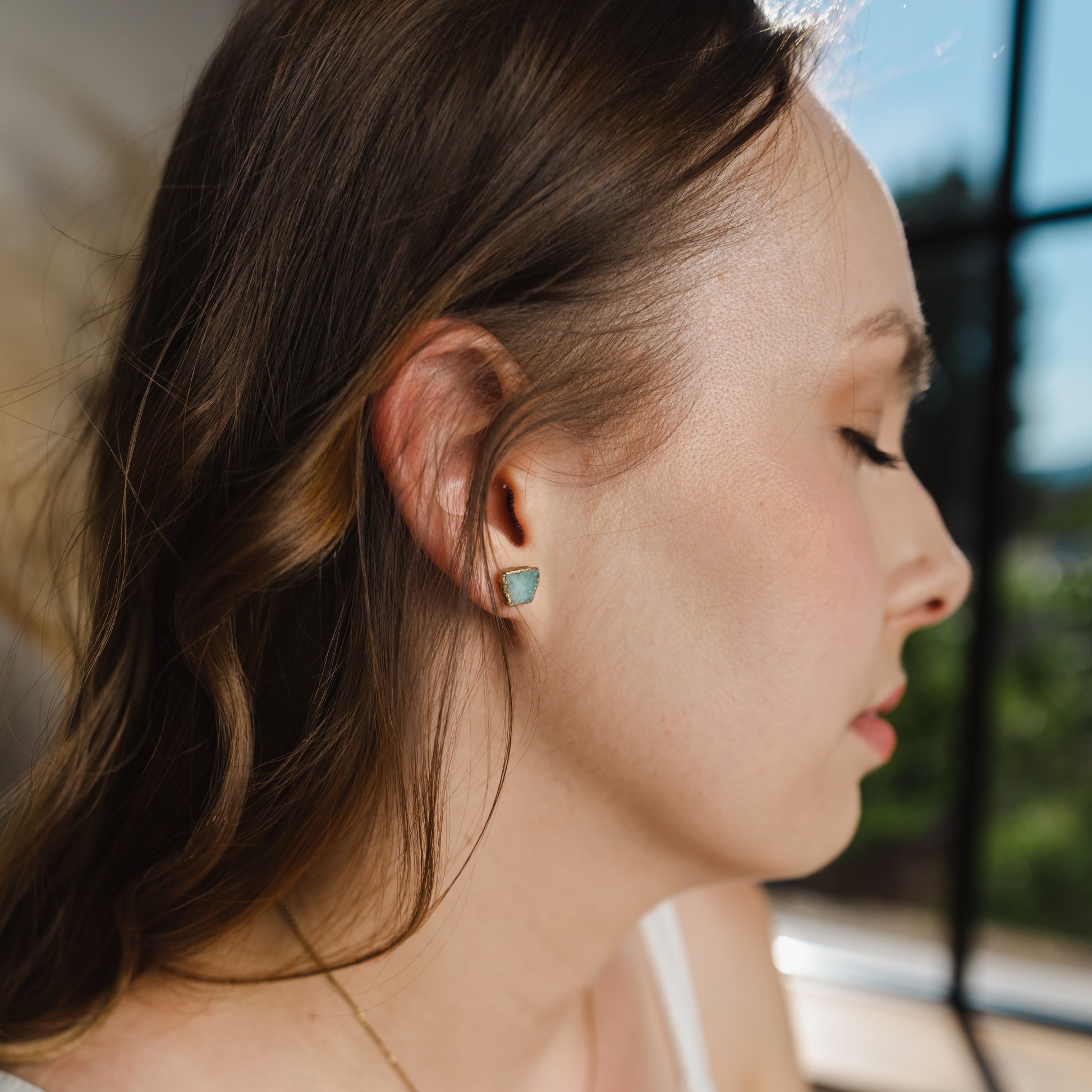 beautiful natural raw amazonite earrings