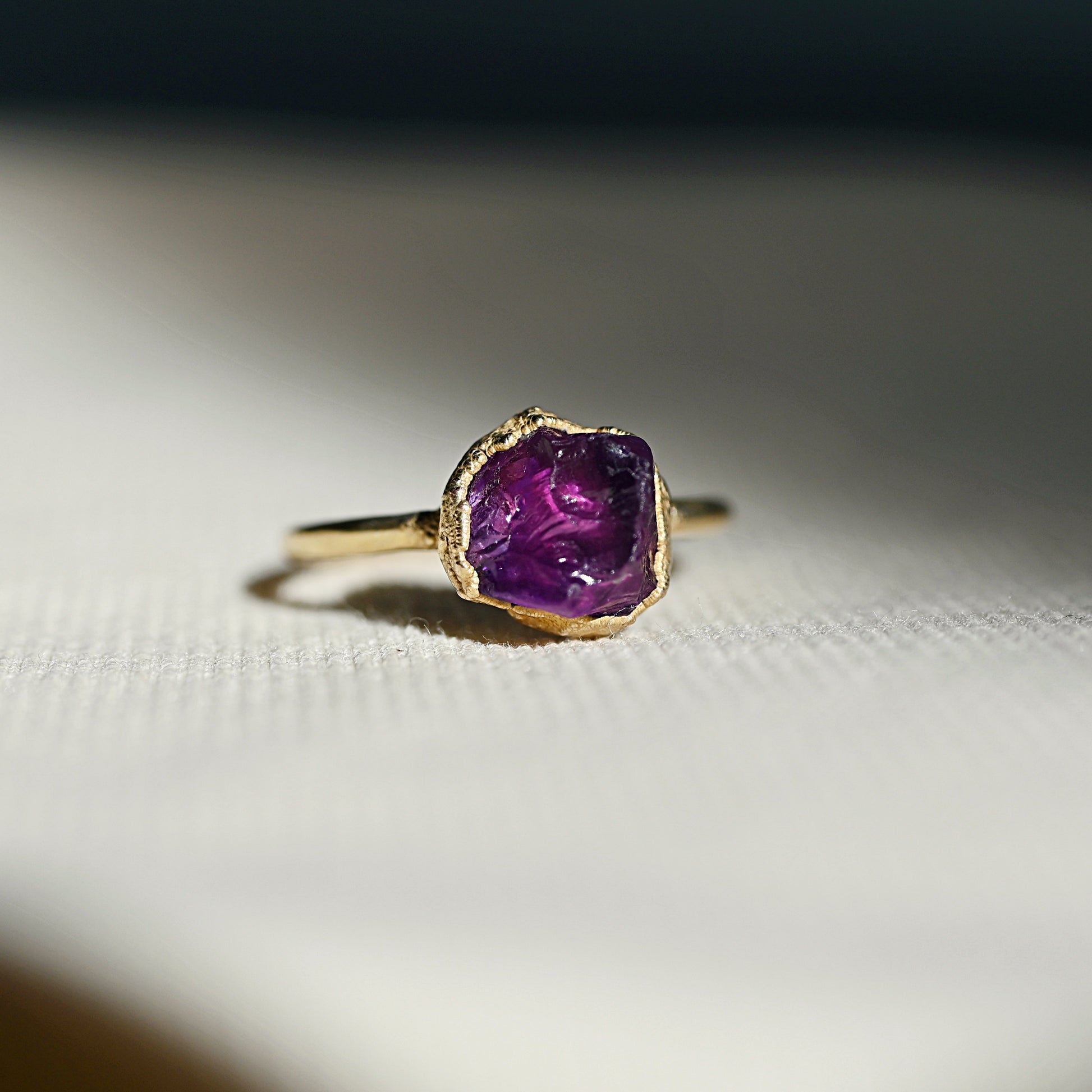 raw amethyst crystal ring